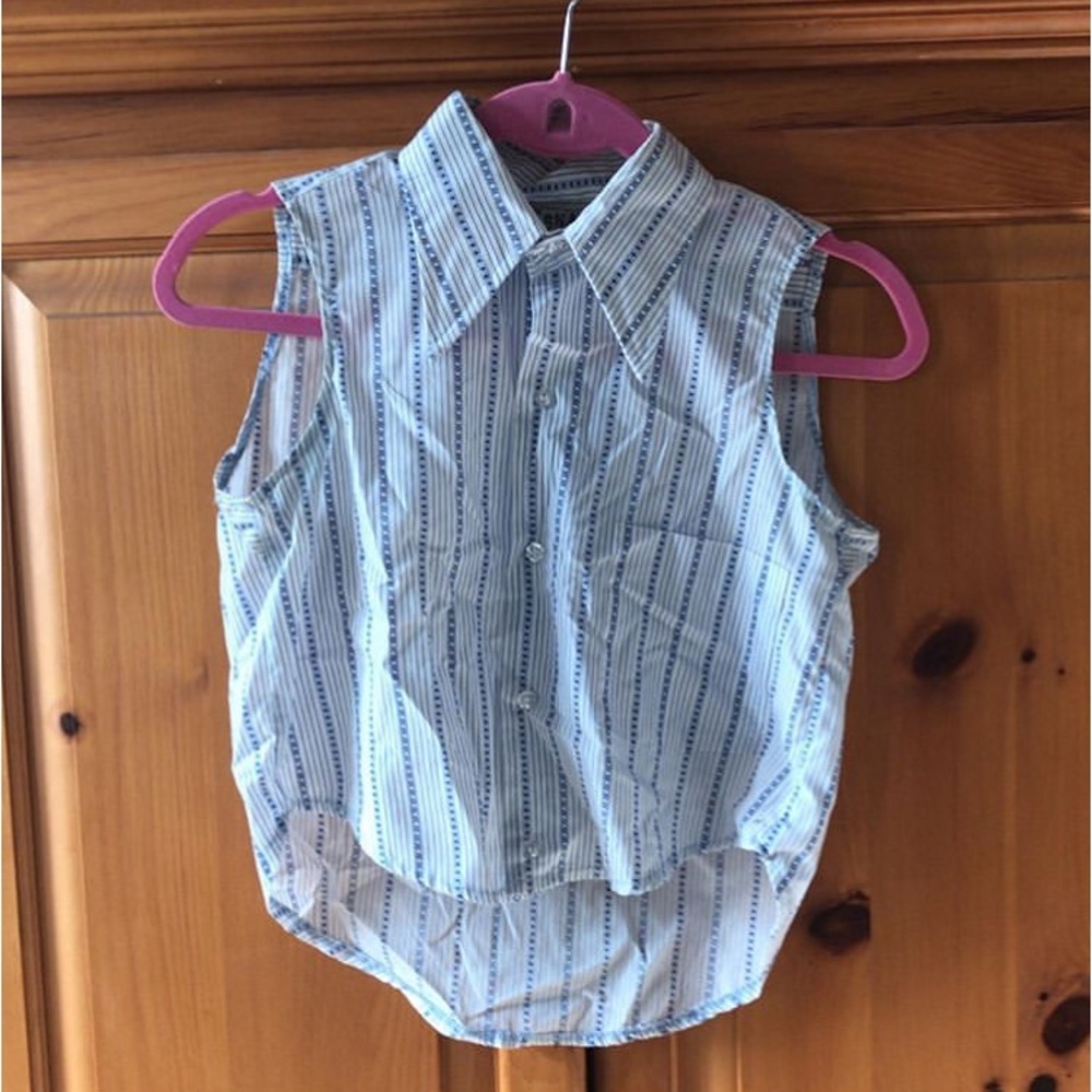 Sleeveless Collared Shirt - Repurposed vintage